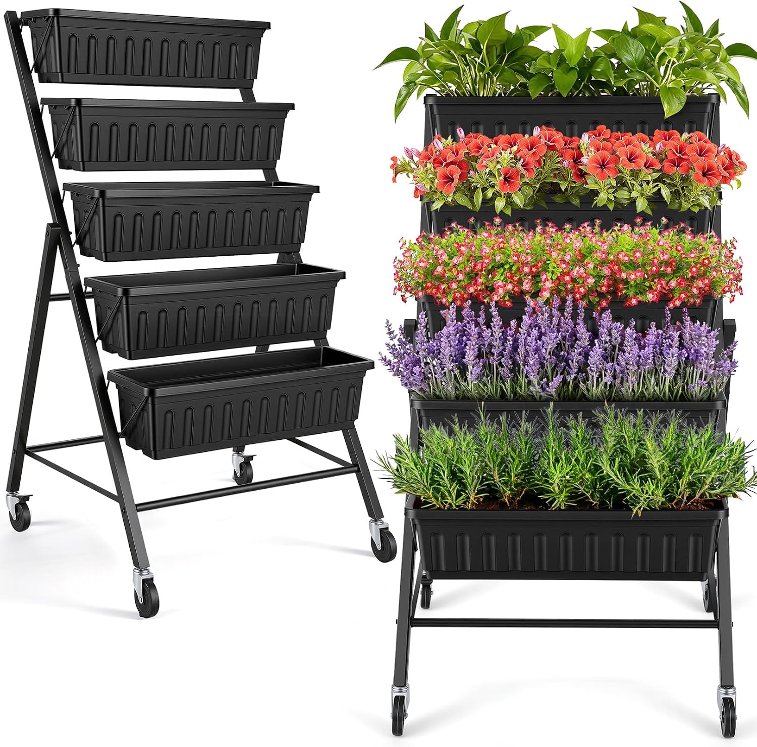 Indoor Herb Garden - Canteiro Vertical Elevado com Rodas, Conjunto